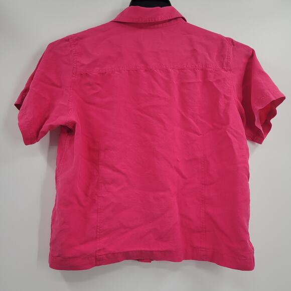 Lauren Rogers collectibles pink cropped top 100% silk size M - Picture 3 of 4